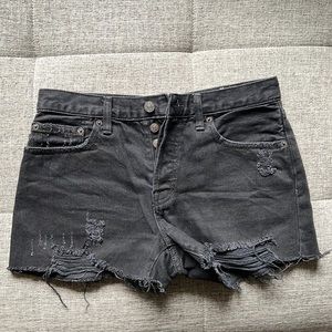 Free people black distressed Jean short